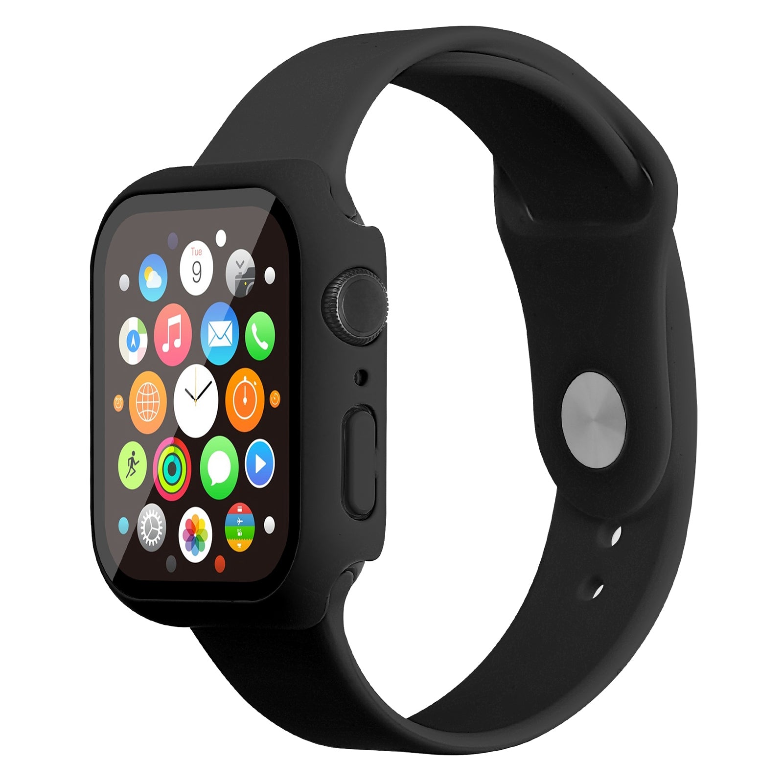 For Apple Watch Series 7 41mm Silicone Durable Watch Band+Hard PC Case with Built-in Tempered Glass Screen Film Size M L For Apple Watch Series 7 41mm Silicone Durable Watch Band+Hard PC Case with Built-in Tempered Glass Screen Film Size M L